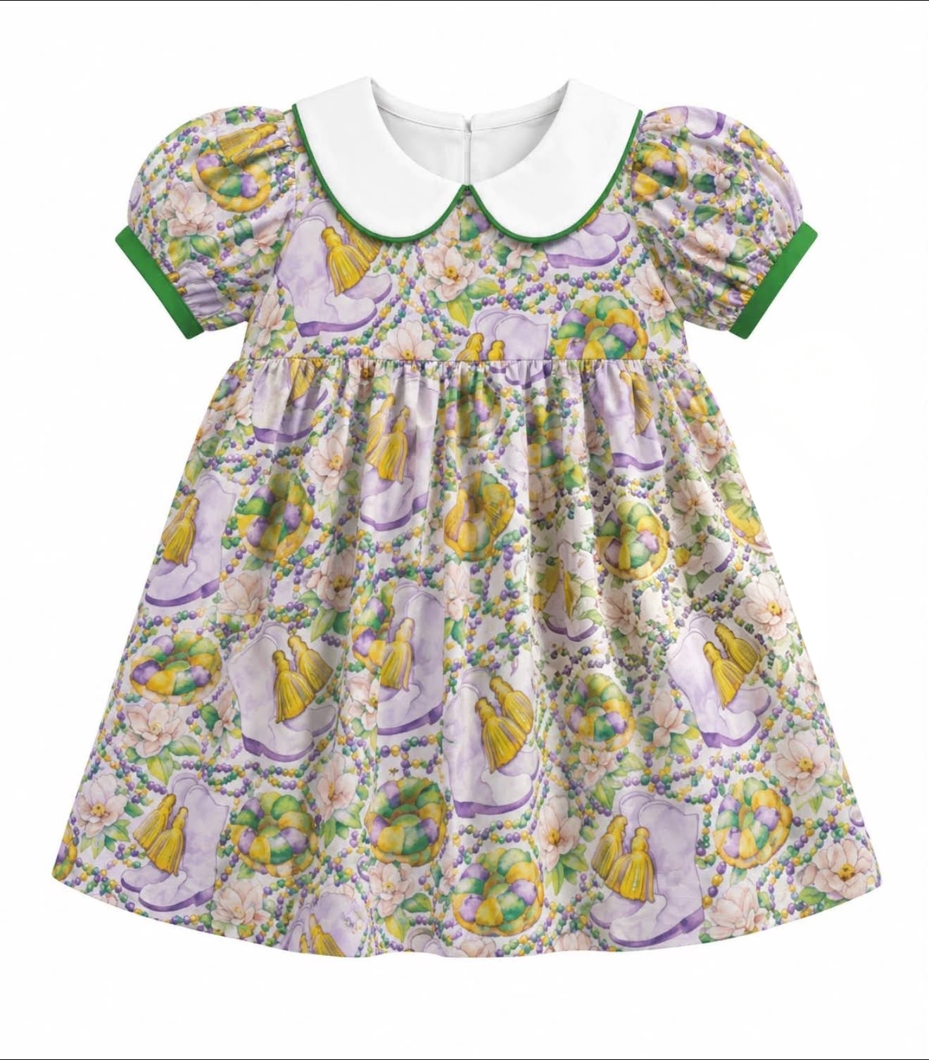 preorder GSD4316 Mardi Gras Boots Short Sleeve Girls Dress