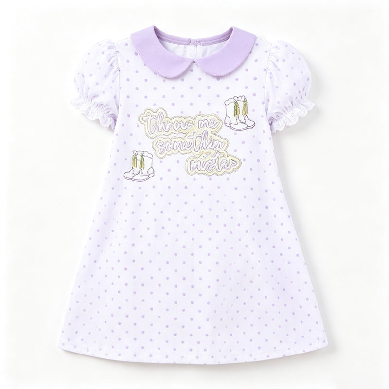 preorder GSD4318 Mardi Gras Throw Me Something Mister Short Sleeve Girls Dress