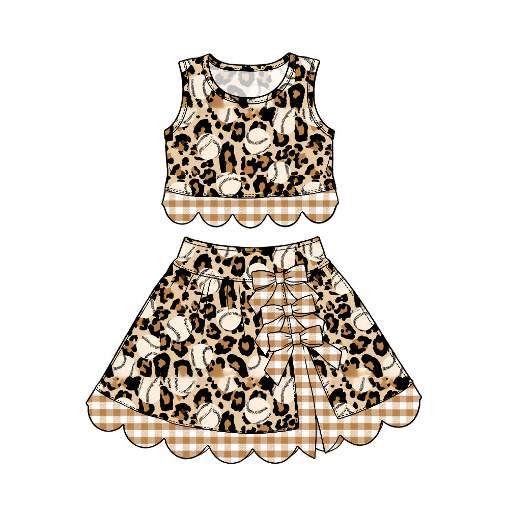 preorder GSD4330 Yoga Baseball Leopard Sleeveless Skorts Girls Dress