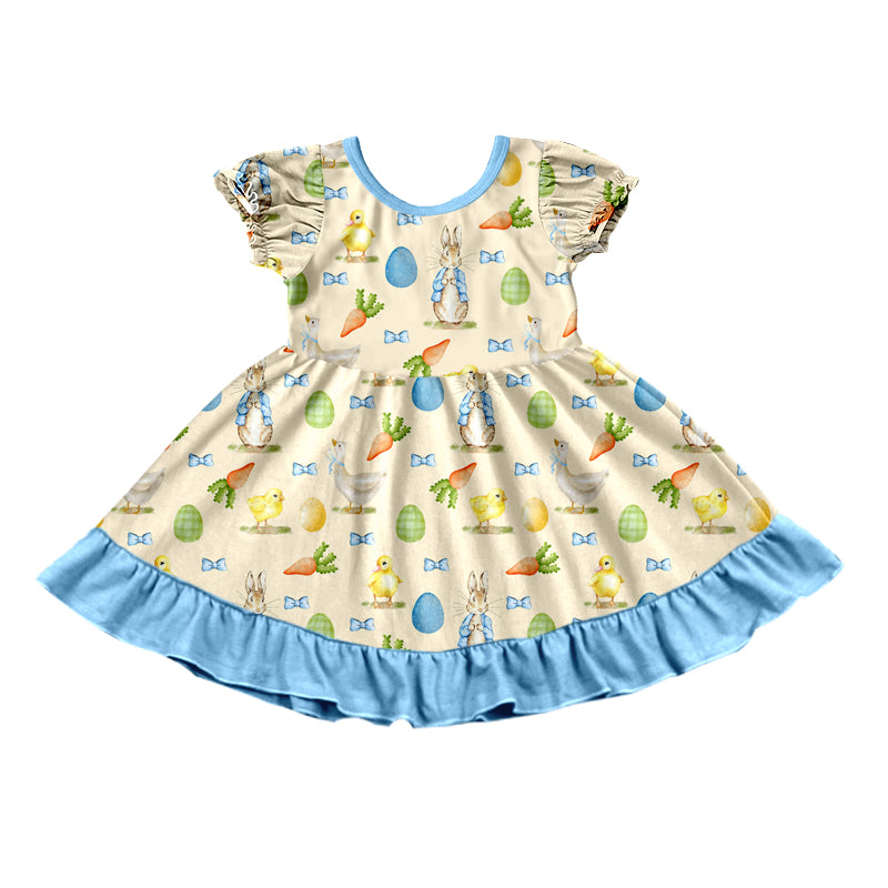 preorder GSD4332 Easter Rabbit Carrot Egg Short Sleeve Girls Dress