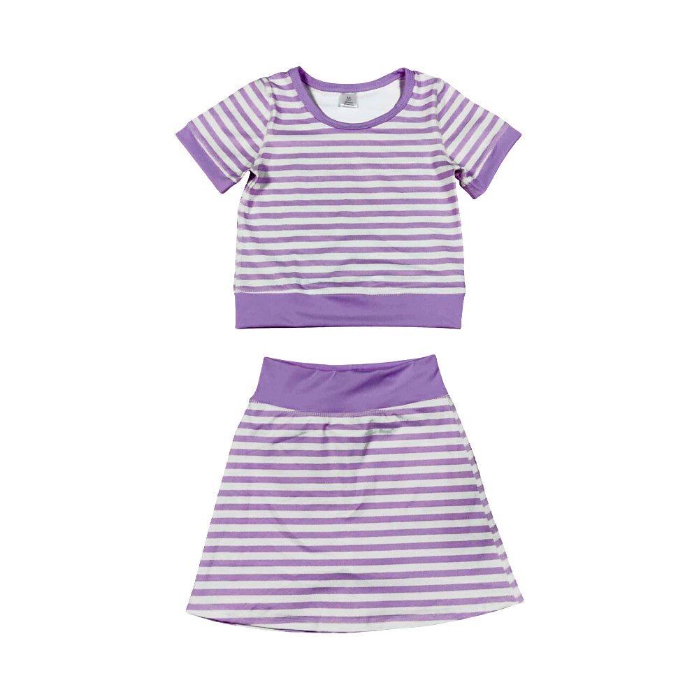 preorder GSD4334 Yoga Purple Striped Short Sleeve Skorts Girls Set