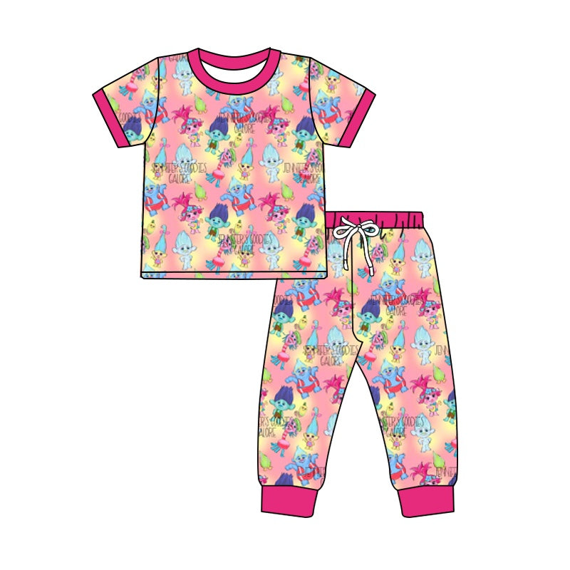 preorder GSPO1421 Cartoon baby red short sleeve pants girls pajamas