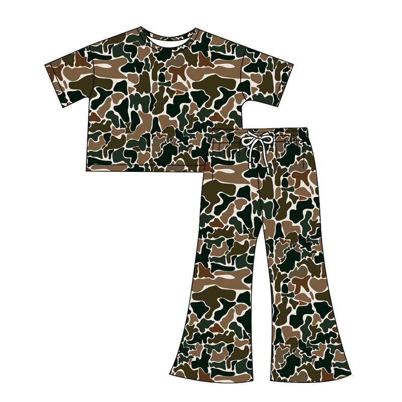 preorder GSPO1902 Hunting Camo Old School Camo Short Sleeve Pants Adult Women Set