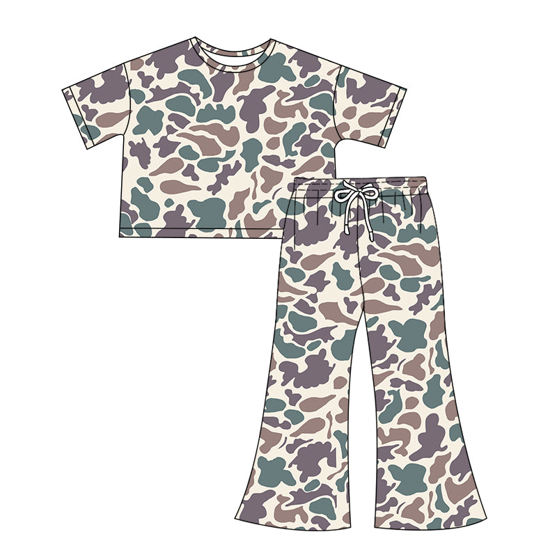 preorder GSPO1906 Hunting Camo Purple Camo Short Sleeve Pants Adult Women Set