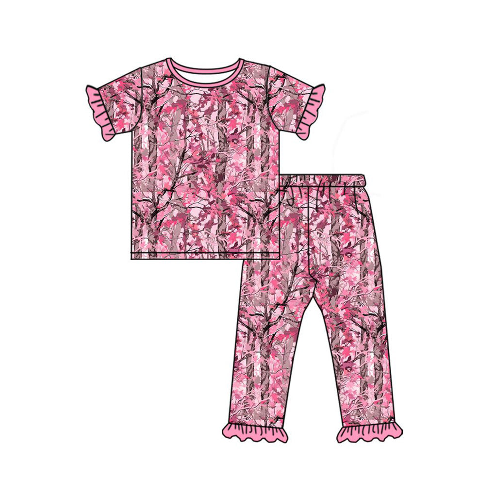 preorder GSPO2318 Hunting Camo Pink Short Sleeve Pants Girls Set