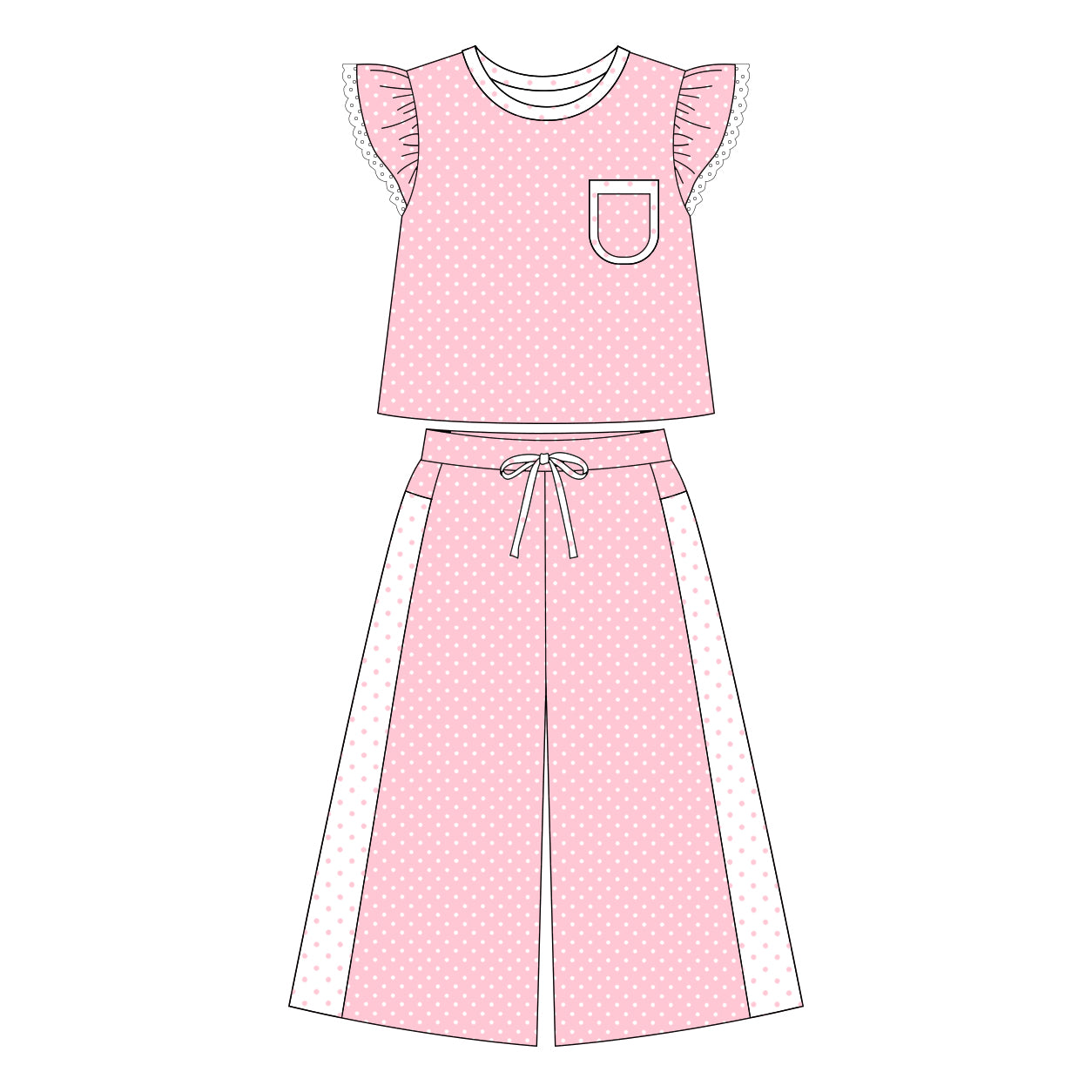 preorder GSPO2330 Pink Flutter Sleeve Pants Girls Set