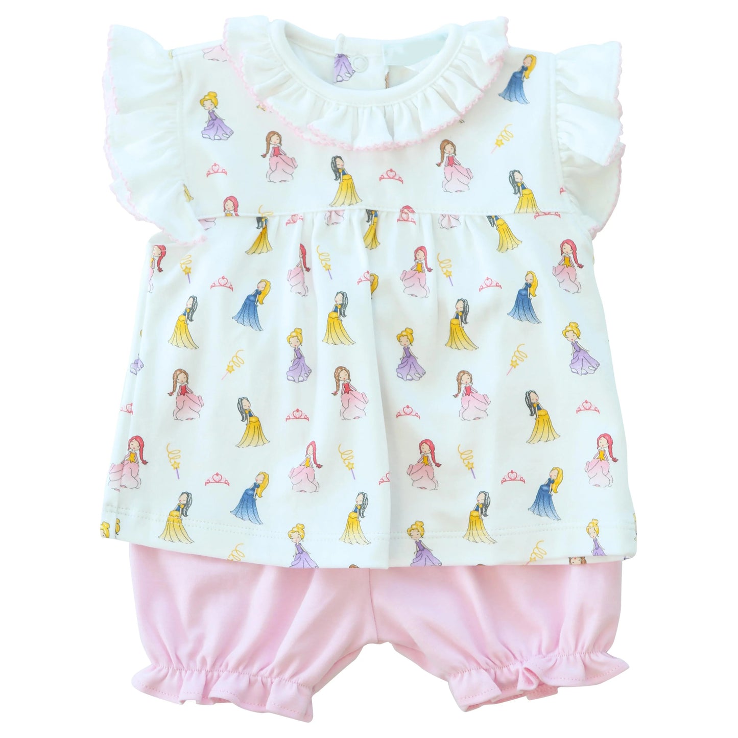 preorder GSSO0838 cartoon cute princess flutter sleeve pink shorts girls set