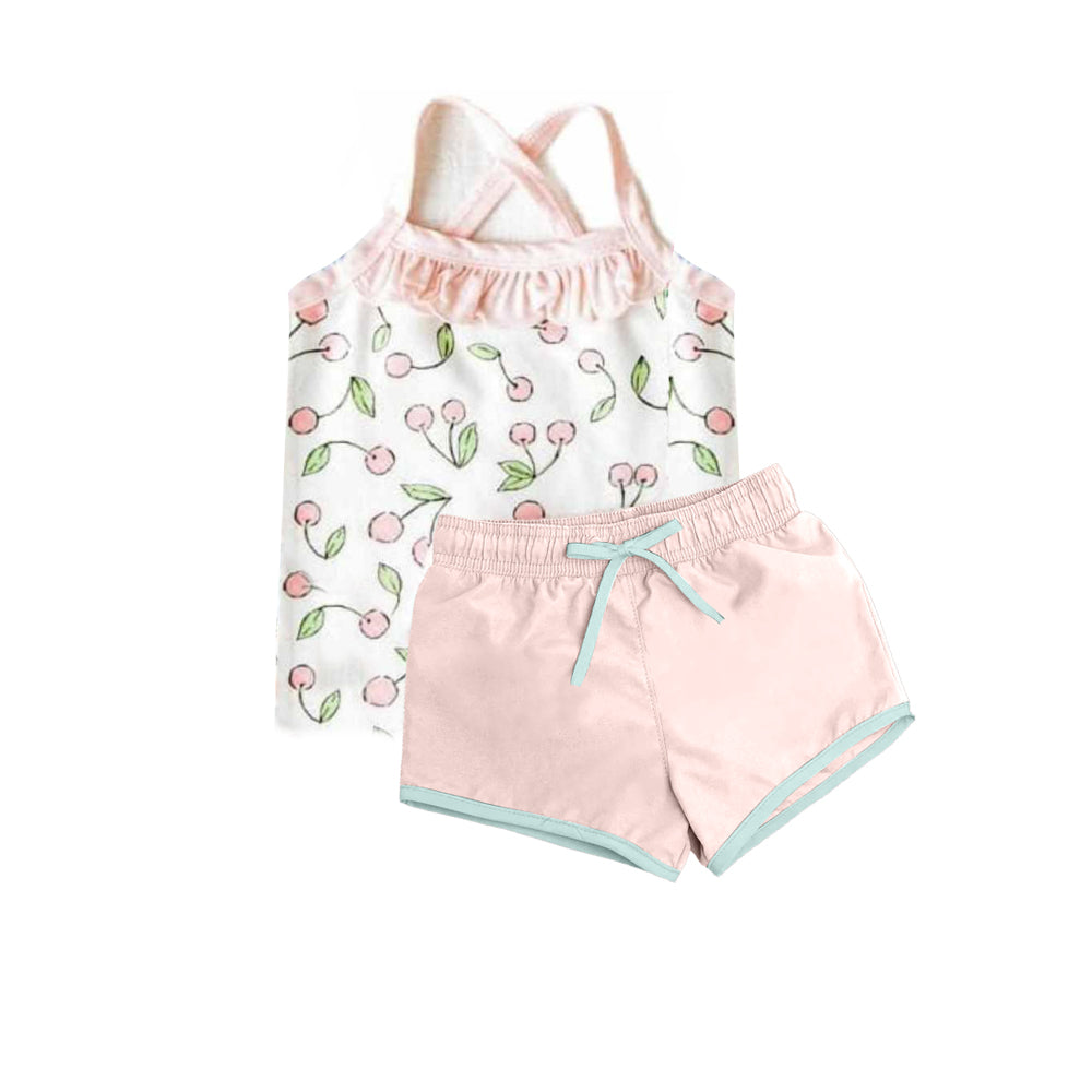 preorder GSSO0865 cherry pink camisole pink shorts girls set