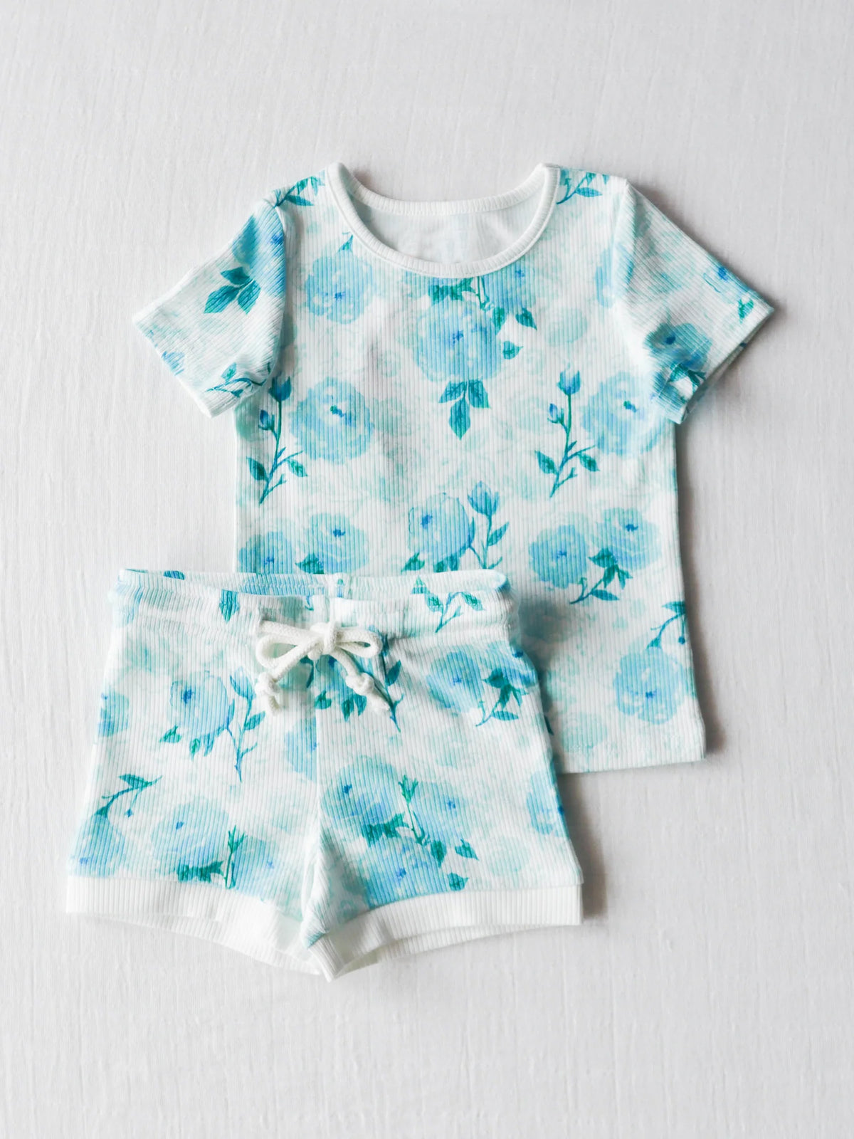 preorder GSSO0890 blue flowers short sleeve shorts girls set