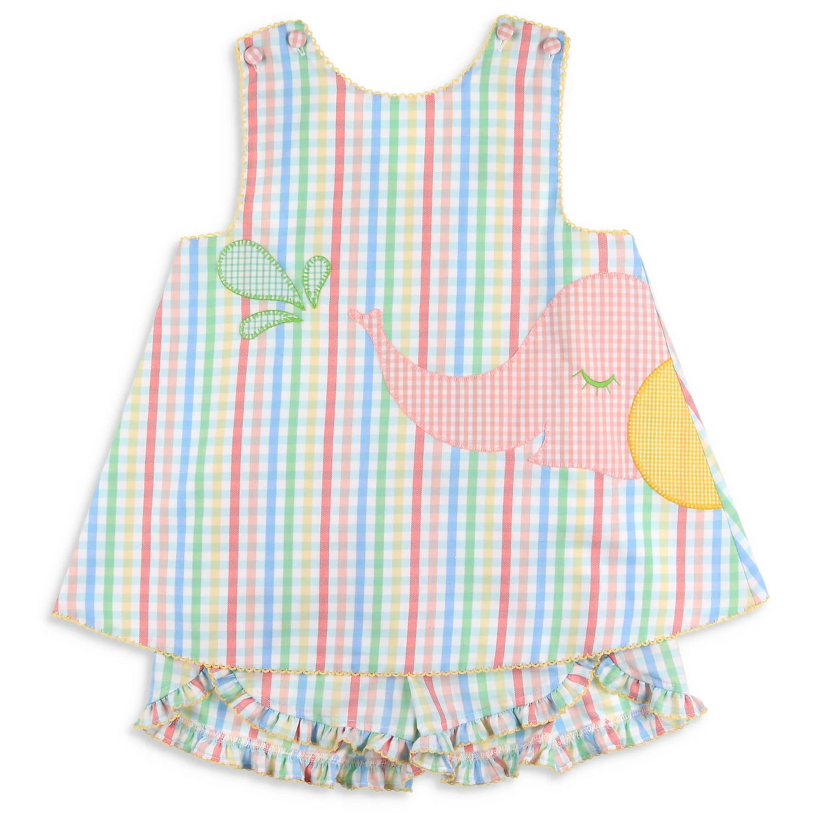 preorder GSSO1020 elephant rainbow checkered sleeveless shorts girls Summer set