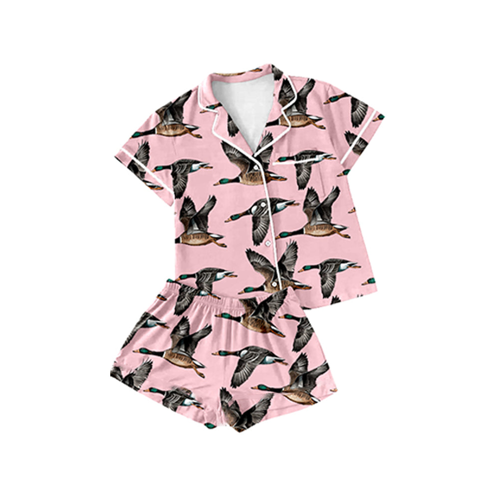 preorder GSSO1549 hunting camo mallard duck pink short sleeve shorts girls pajamas