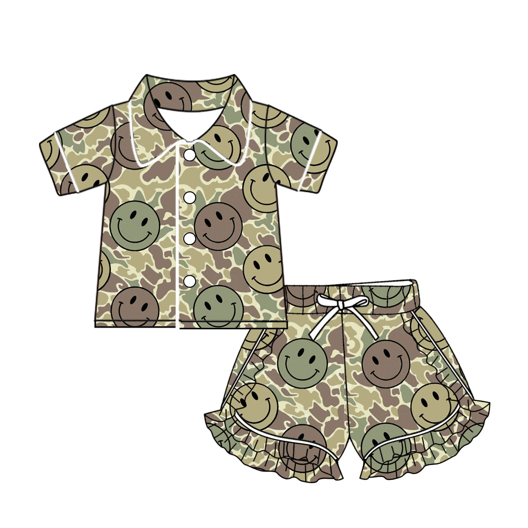 Preorder GSSO1576 smile camo duck camo short sleeve shorts girls pajamas