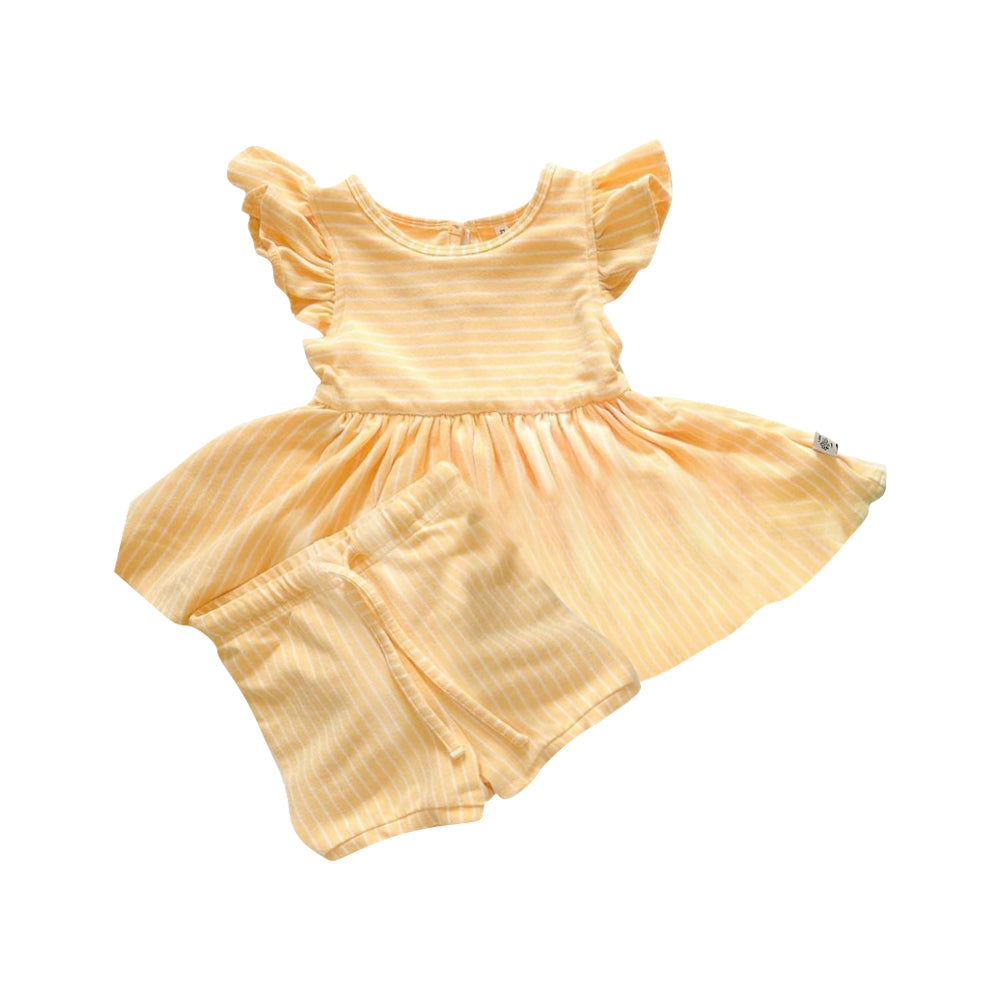 preorder GSSO1730 Orange Striped Flutter Sleeve Shorts GIrls Set