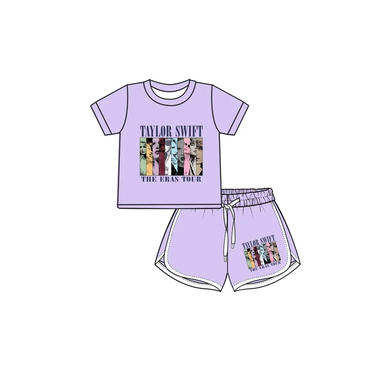 preorder GSSO1909 Taylor country singer purple short sleeve shorts girls set