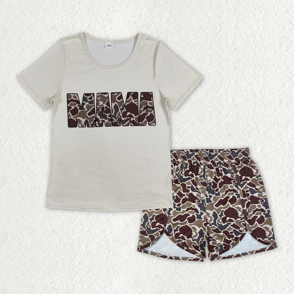 GSSO2286 camo mama short sleeve hunting camo shorts adult set