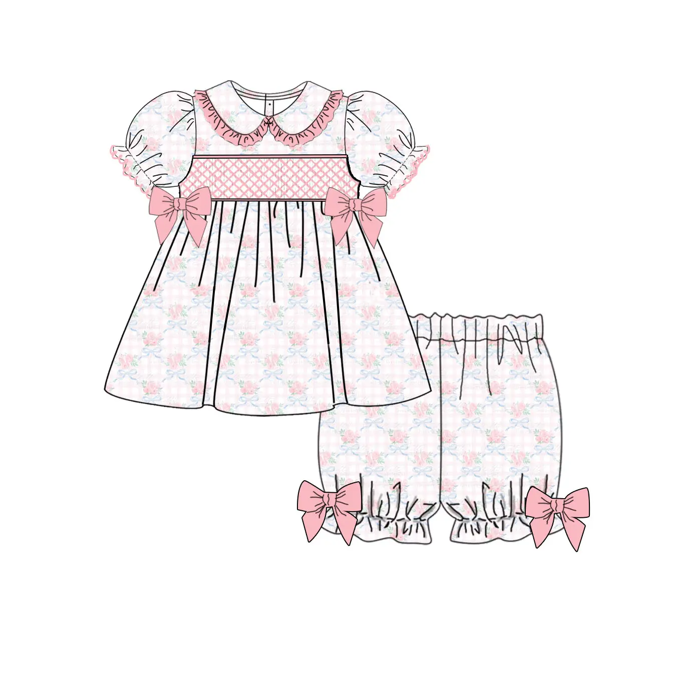 Patriotic Bows Girl's Short Set by Ishtex main image 1