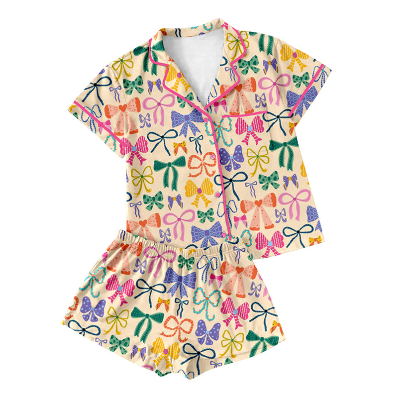 preorder GSSO2485 colorful bows coquette bows short sleeve shorts adult pajamas