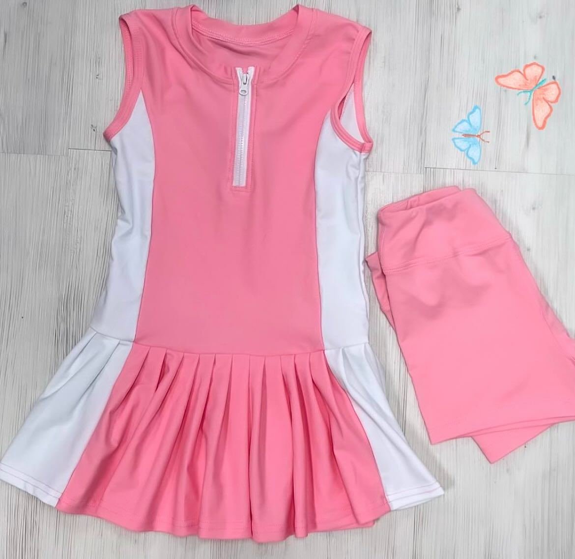 preorder GSSO2687 yoga pink zipper sleeveless shorts girls set