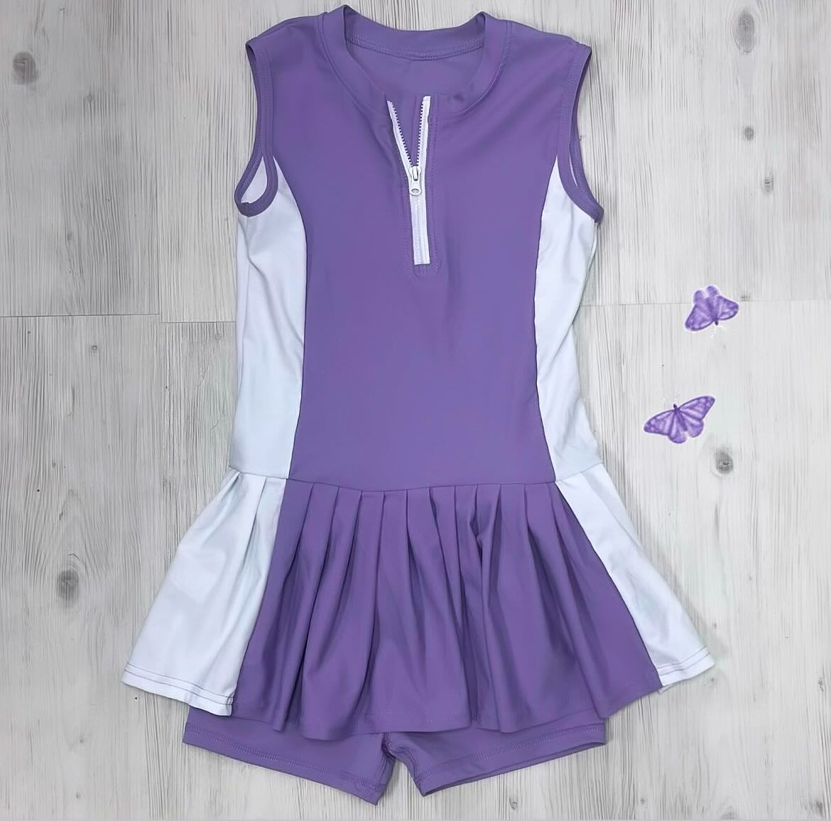preorder GSSO2688 yoga purple zipper sleeveless shorts girls set