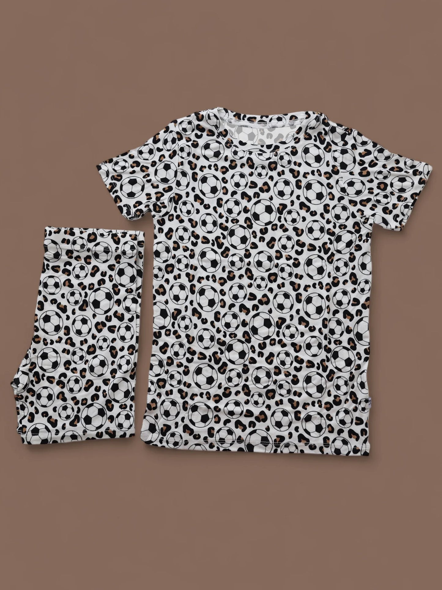 preorder GSSO2849 Soccer Leopard Short Sleeve Shorts Girls Set