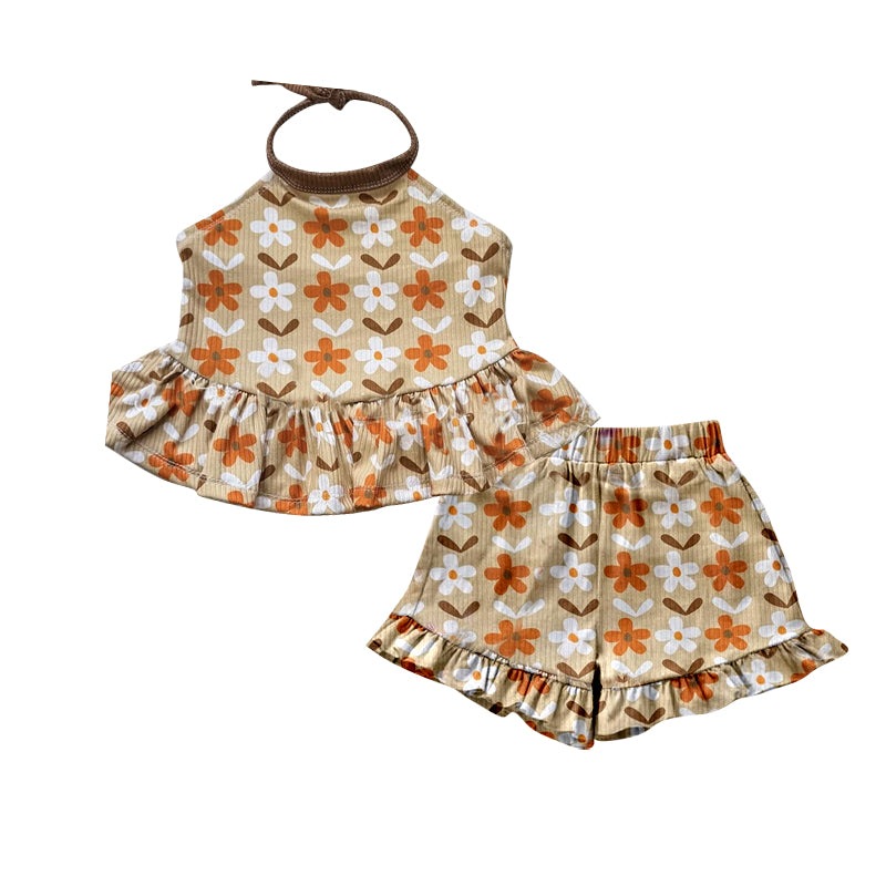 preorder GSSO2887 Flowers Top Shorts Girls Set