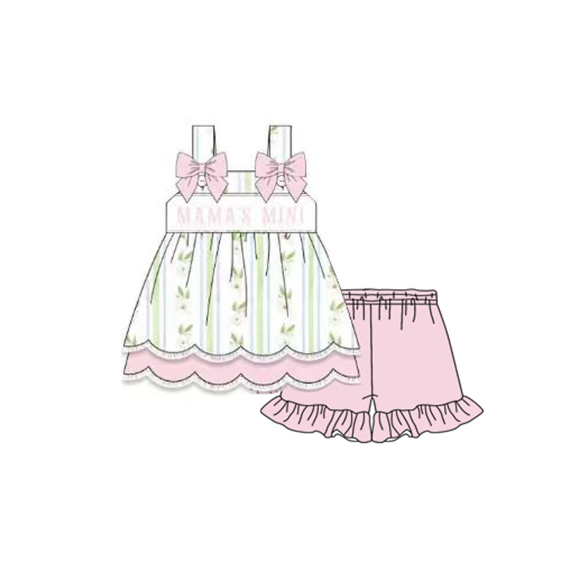 preorder GSSO2908 Mama's Mini Bows Sleeveless Pink Shorts Girls Set