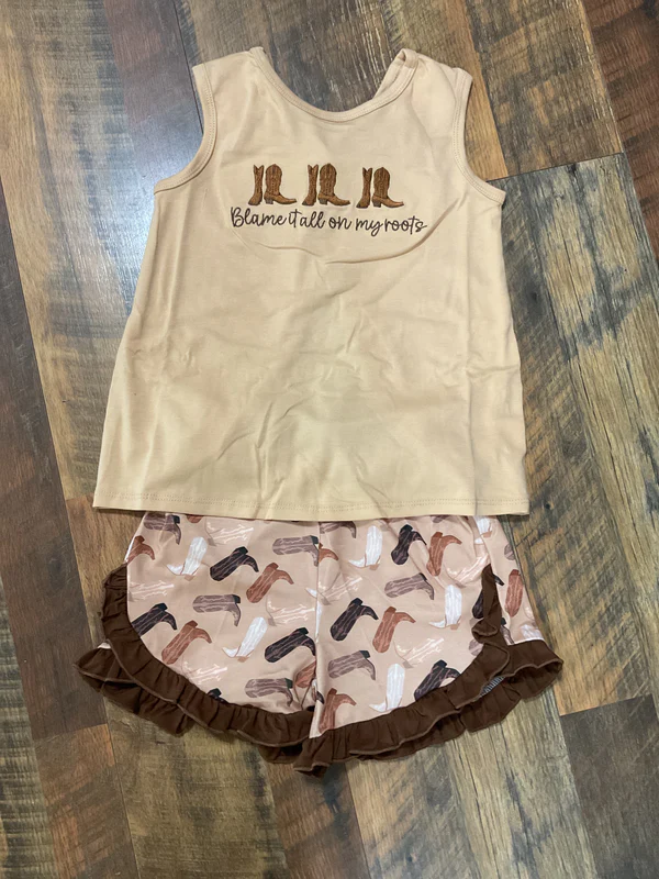 preorder GSSO2919 Blame It All On My Roots Sleeveless Shorts Girls Set