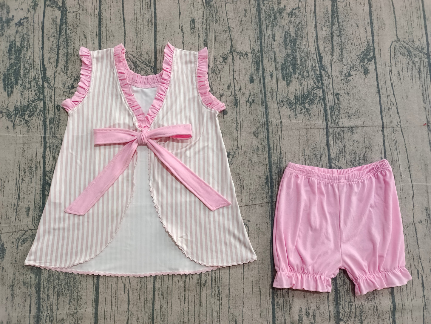 preorder Samples GSSO2924 Easter Bunny Rabbit Pink Sleeveless Shorts Girls Set