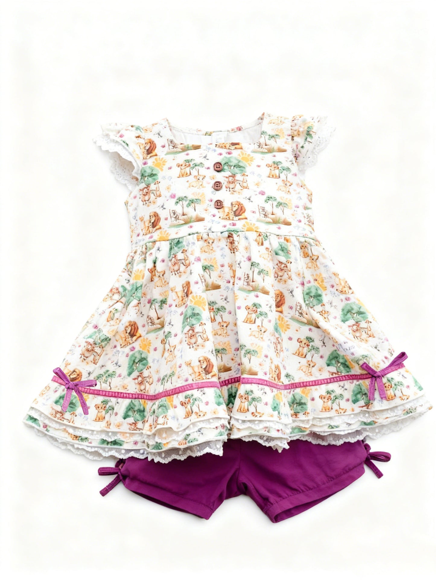 preorder GSSO2925 Lion King Flutter Sleeve Purple Shorts Girls Set