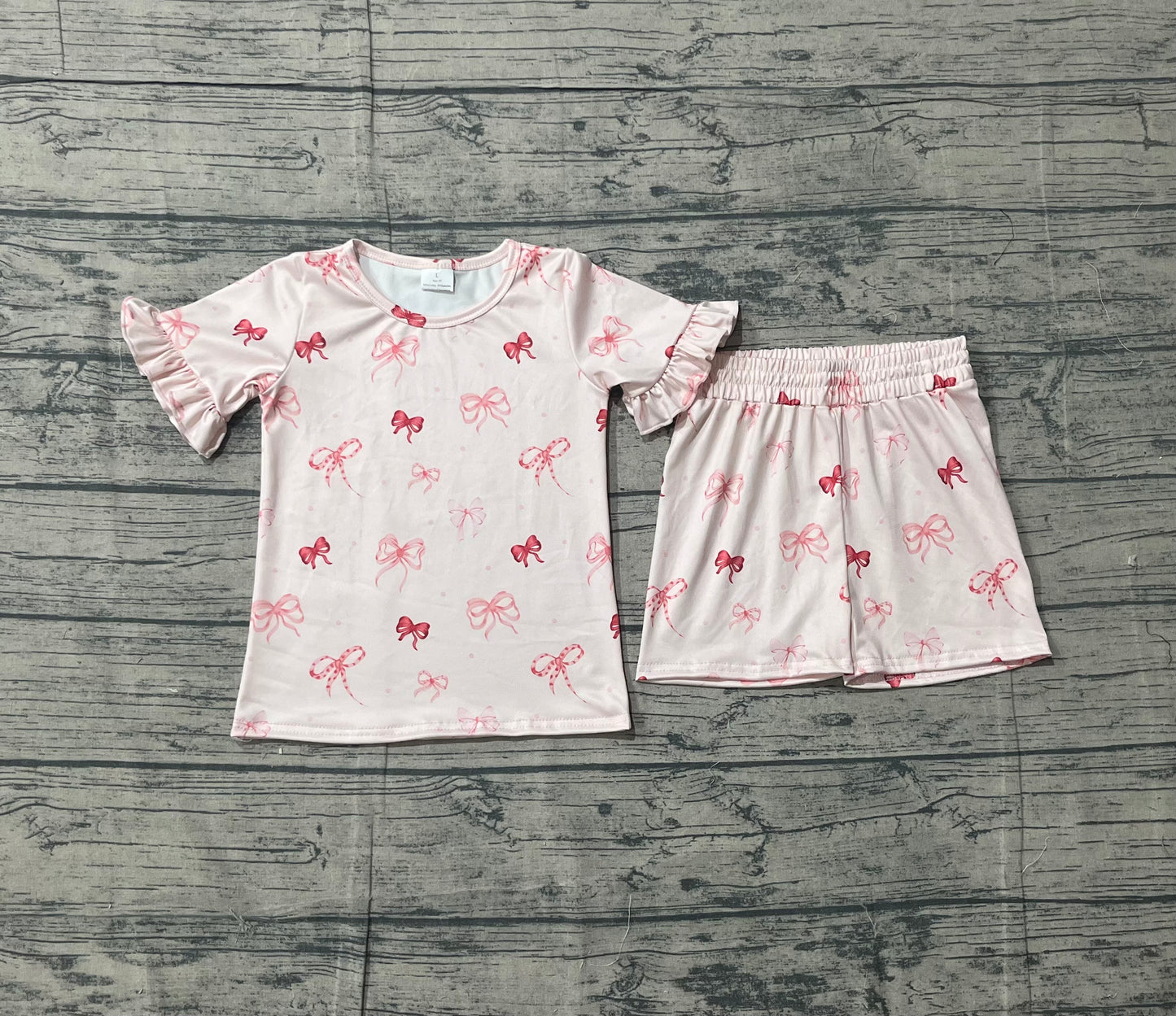 preorder Samples GSSO3021 Dace Shoe Bows Pink Short Sleeve Shorts Girls Pajamas