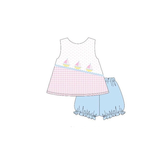 preorder GSSO2999 Saltboat Sleeveless Blue Shorts Girls Set