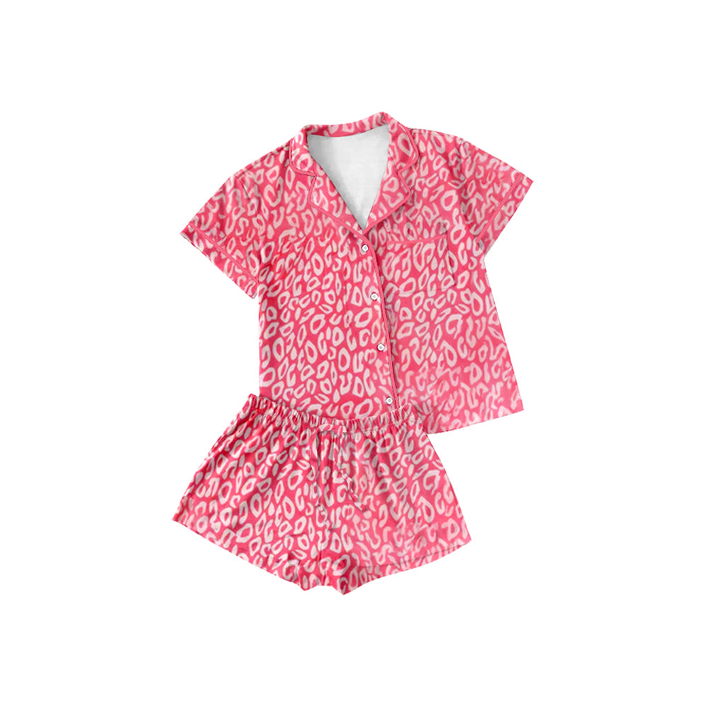 preorder GSSO3032 Pink Leopard Short Sleeve Shorts Girls Pajamas