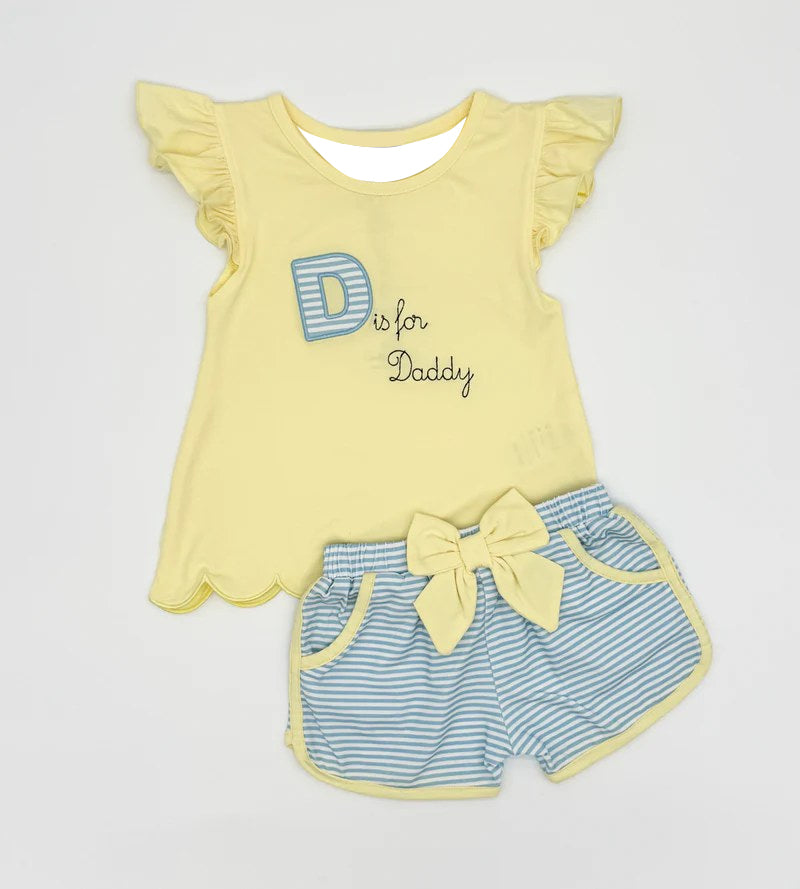 preorder GSSO3106 D is For Daddy Yellow Flutter Sleeve Shorts Boys Set
