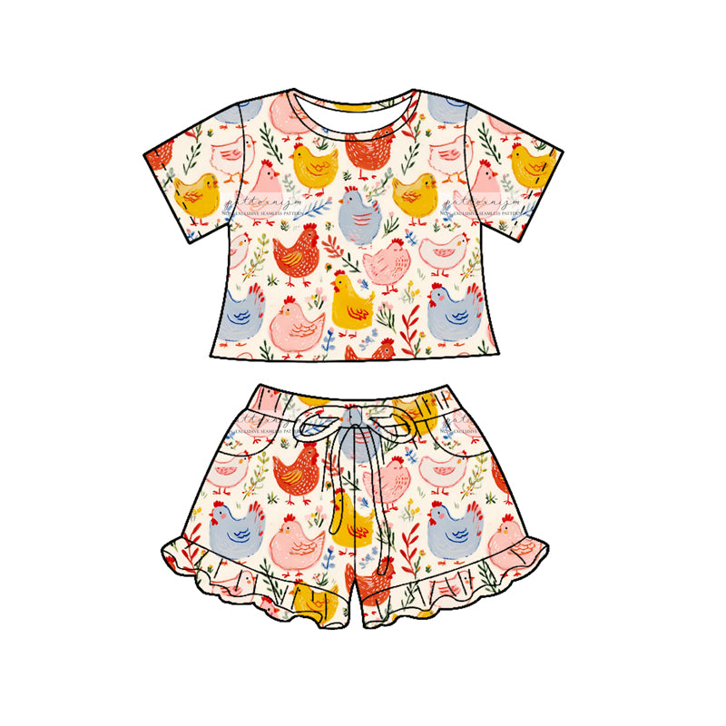 preorder GSSO3122 Farm Chick Short Sleeve Shorts Girls Set