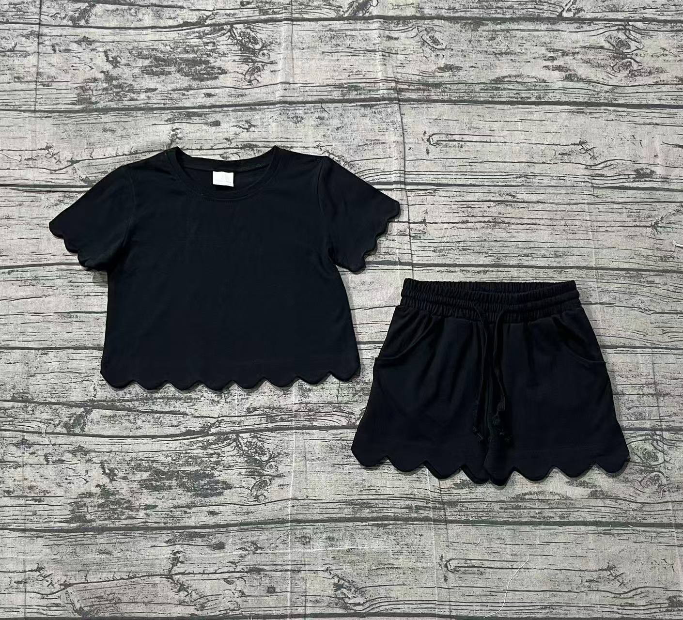 preorder Samples GSSO3172 Black Short Sleeve Shorts Girls Set