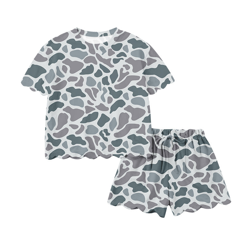 preorder GSSO32246 Hunting Camo Short Sleeve Shorts Girls Set
