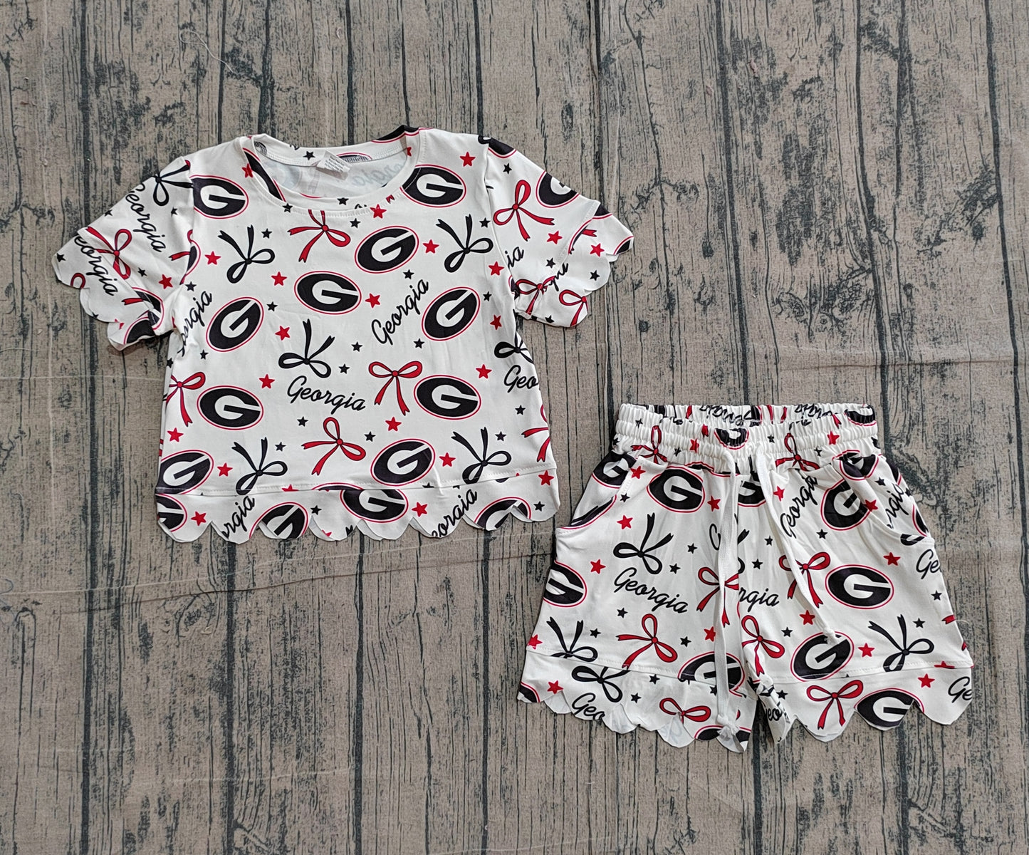 preorder Samples GSSO3250 Football Item Bows Short Sleeve Shorts Girls Set