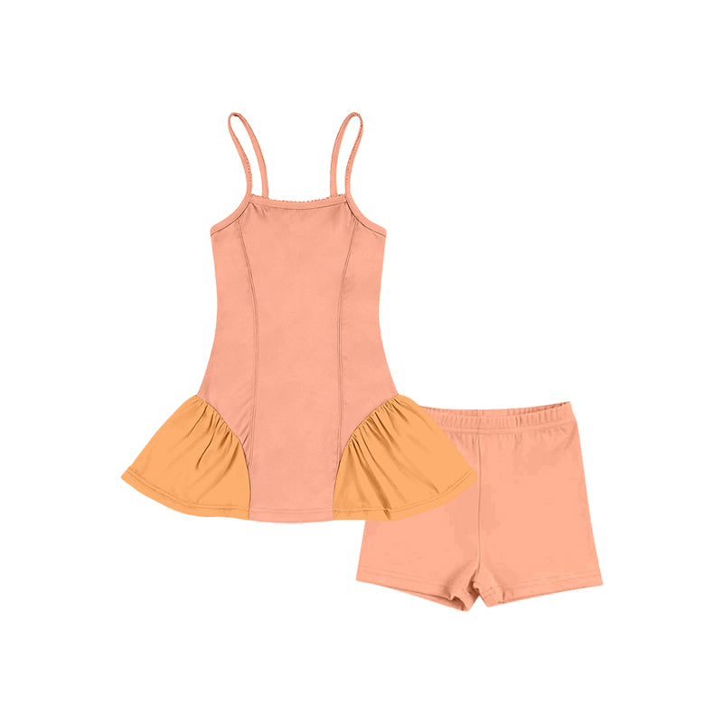 preorder GSSO3261 Yoga Light Orange Top Shorts Girls Set
