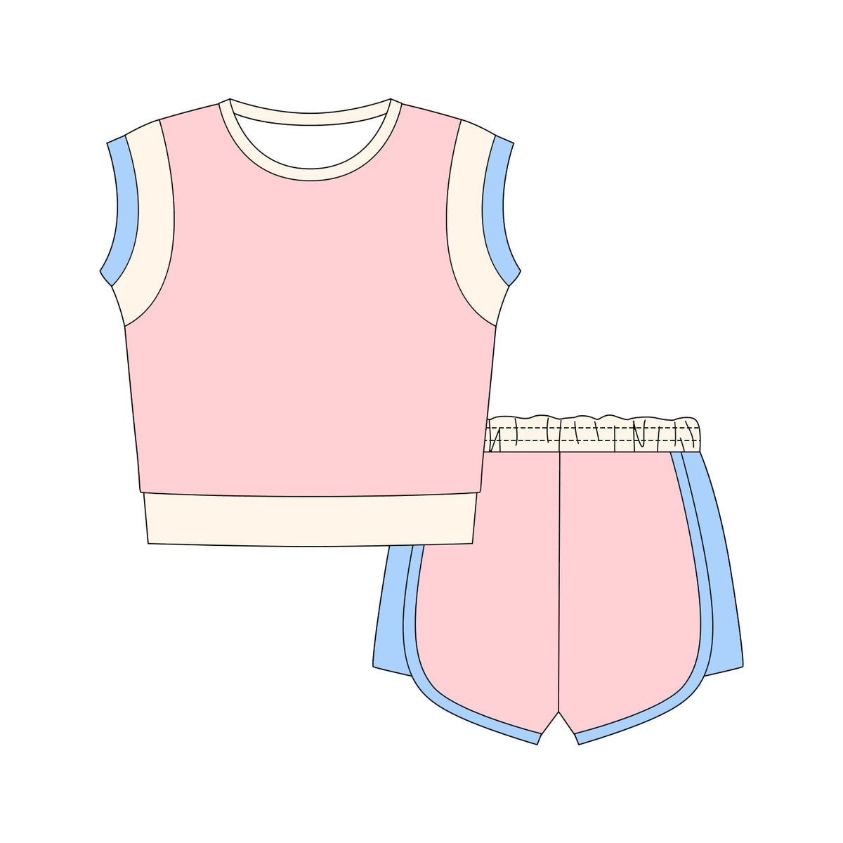 preorder GSSO3307 Pink Sleeveless Shorts Girls Set
