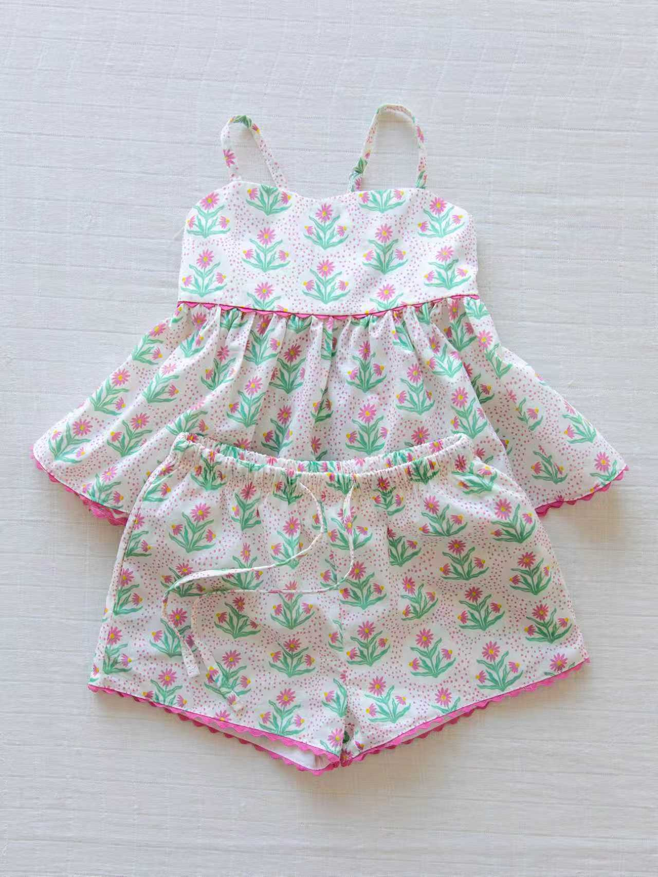 preorder GSSO3415 Flowers Pink Summer Girls Set