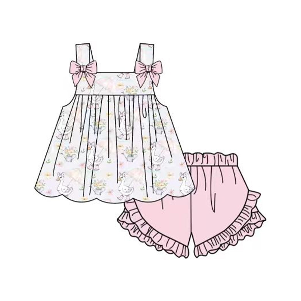preorder GSSO3438 Goose Bows Sleeveless Shorts Girls Set