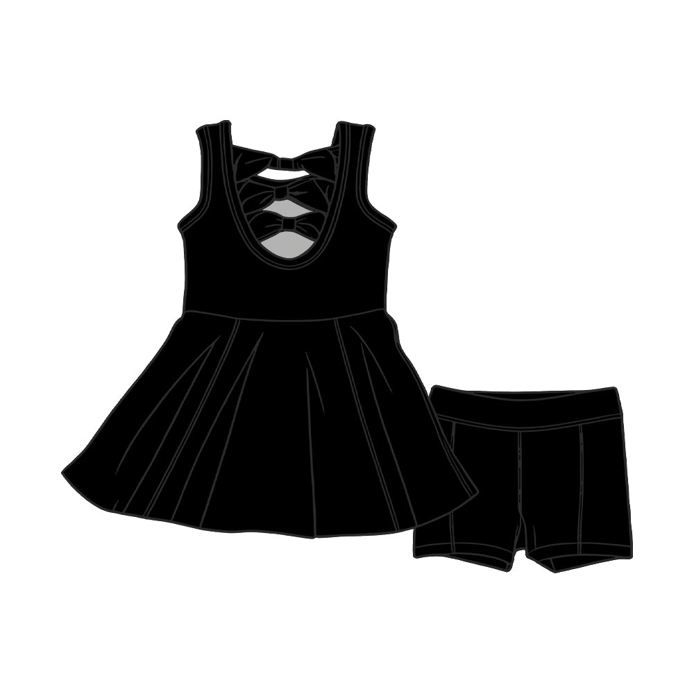 preorder GSSO3450 Black Sleeveless Shorts Girls Set