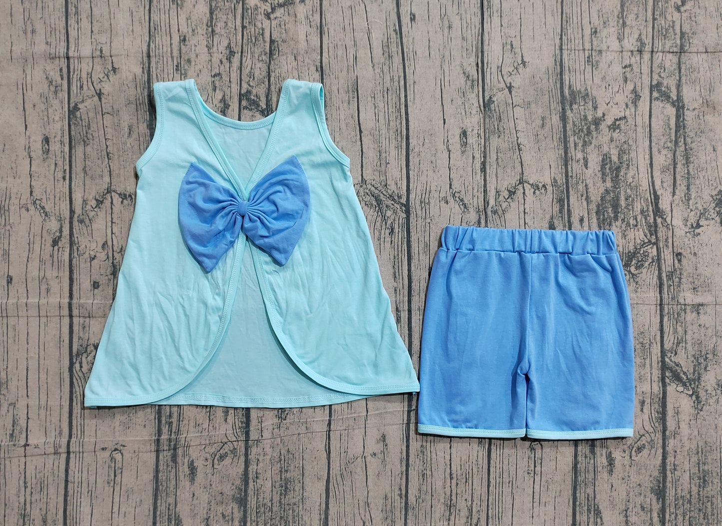 preorder Samples GSSO3463 Cartoon Princess Sleeveless With Bow Shorts Girls Set