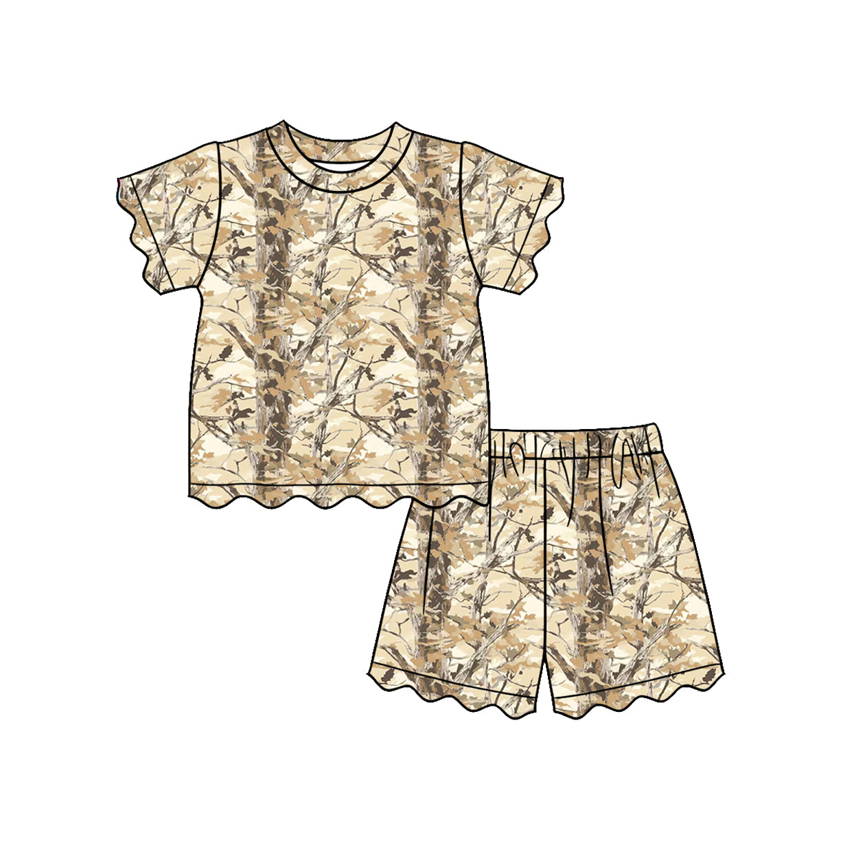 preorder GSSO3469 Camo Short Sleeve Shorts Girls Set