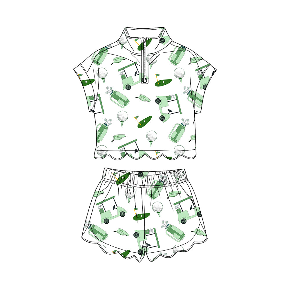 preorder GSSO3570 Scallop Golf Short Sleeve Shorts Girls Set
