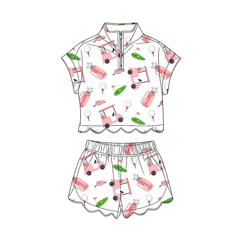 preorder GSSO3571 Scallop Golf Short Sleeve Shorts Girls Set