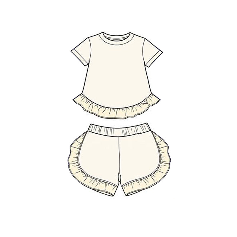 preorder GSSO3651 White Short Sleeve Shorts Girls Set