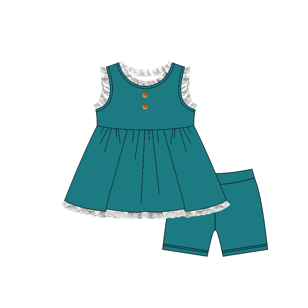 preorder GSSO3682 Green Sleeveless Shorts Girls Set