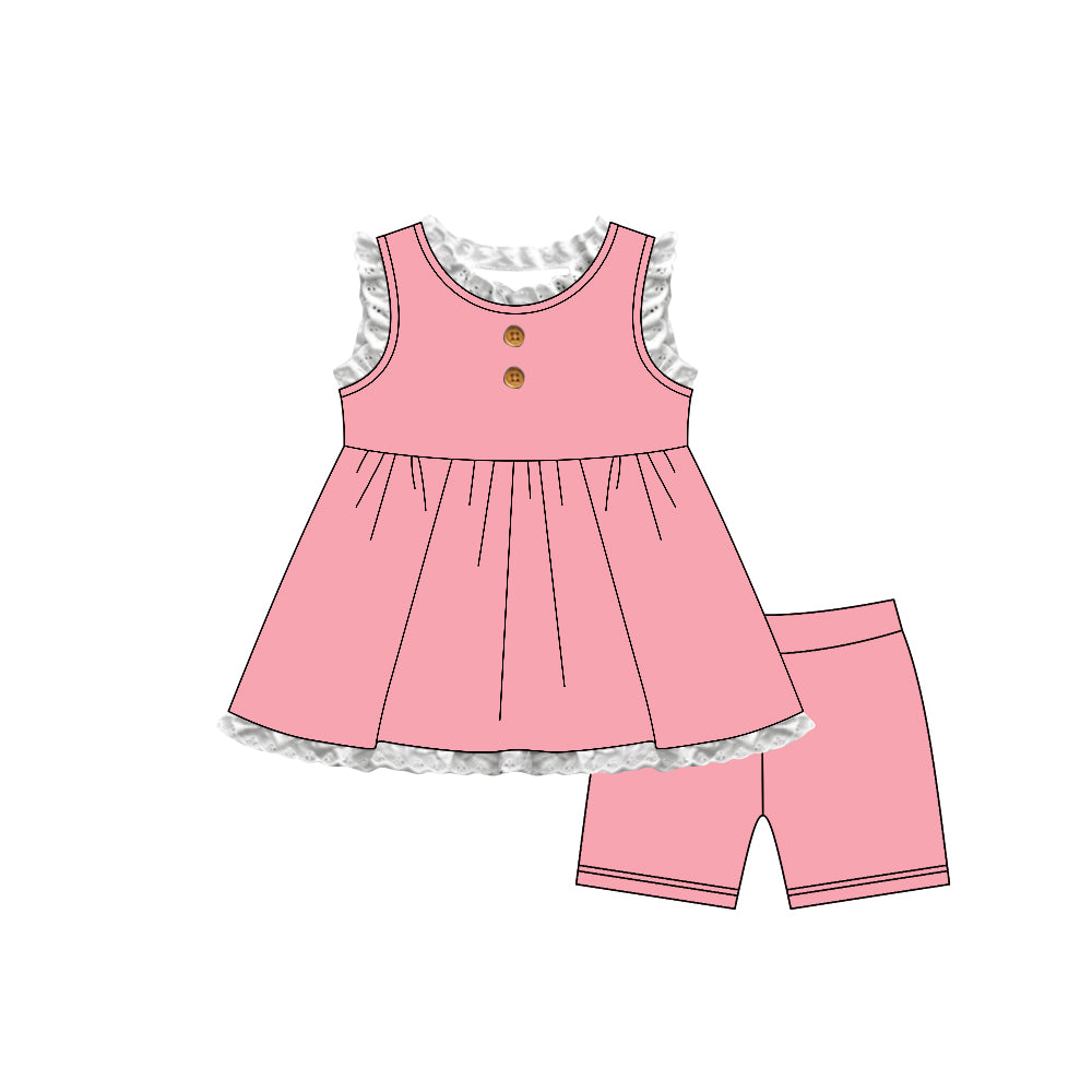 preorder GSSO3685 Pink Sleeveless Shorts Girls Set