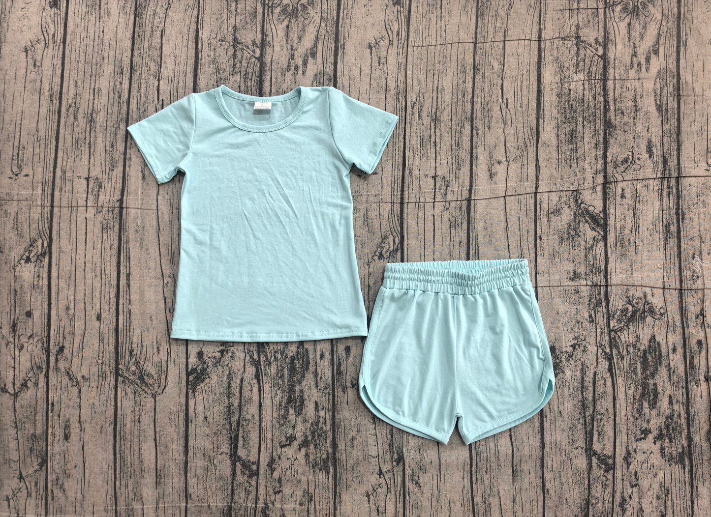preorder GSSO3762 Samples Mint Green Short Sleeve Shorts Girls Set